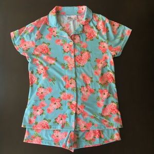 PJ Set. Short sleeve, shorts. Small. Pink floral